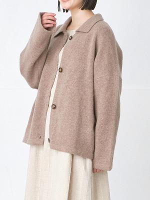 襟つきウールニットカーディガン