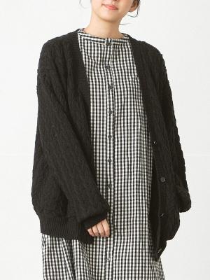 ケーブル編みボタンカーディガン　5G　