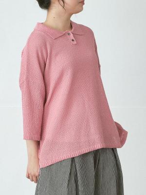 鹿の子編みニットポロ