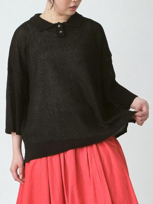 鹿の子編みニットポロ