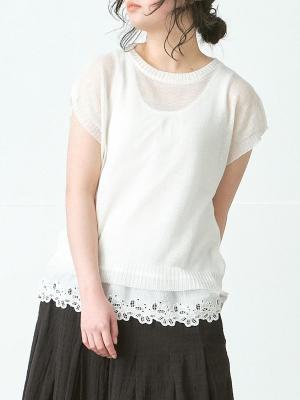 ニットプルオーバー　10G天竺リネン混　●日本製●