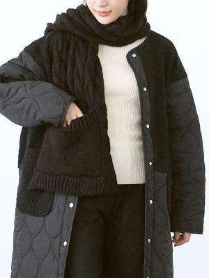 ファーポケット付ニットストール AC/E