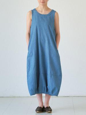 スラブデニムバルーンワンピース