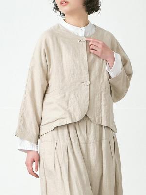 ノーカラージャケット　リネンオックス