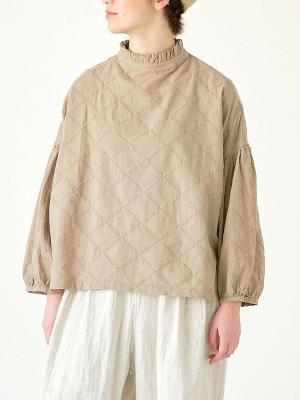 2WAY矢羽柄刺繍ブラウス 綿ローン