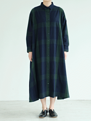 シャツワンピース　コットンビエラチェック