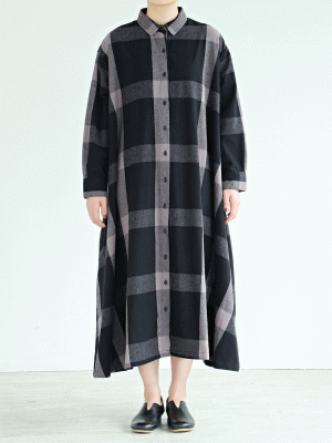 シャツワンピース コットンビエラチェック