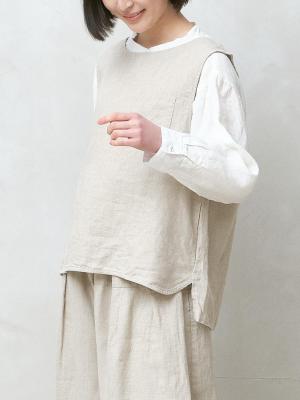 ウシロスリットベスト　リネンオックス