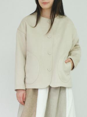 ノーカラージャケット　T/Rフェイクウール