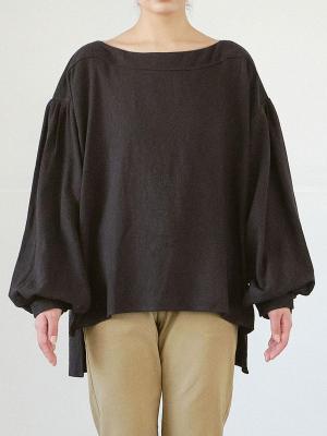 プルオーバーブラウス　綿麻ヘリンボン