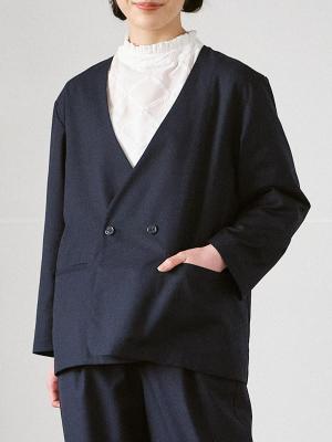 ノーカラージャケット T/Rサージ