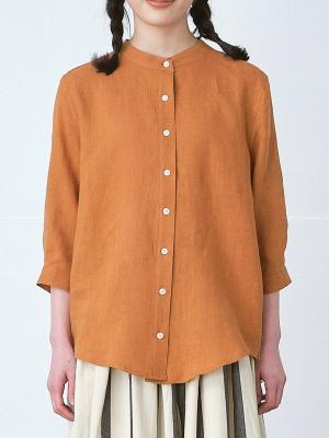 バンドカラーブラウス　リネンオックス