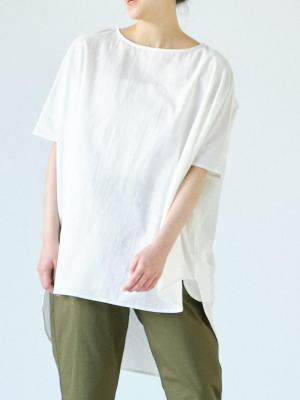 前後差プルオーバーブラウス 綿スラブガーゼ