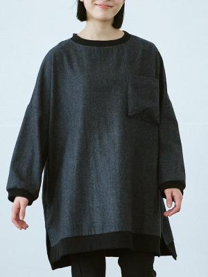 リブプルオーバーチュニック　ツイード