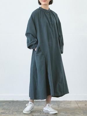 アシンメトリー切り替えワンピース　Cツイル起毛
