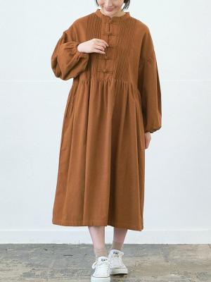 チャイナボタンワンピース コットンサージ