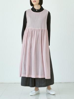 サイドリボンロングジレ 綿ワッシャー