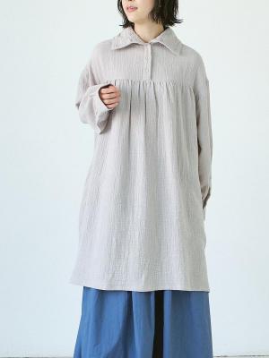 2WAYロールカラーチュニック　スラブガーゼ