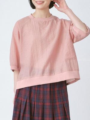 リブプルオーバーブラウス　C/Nドビー