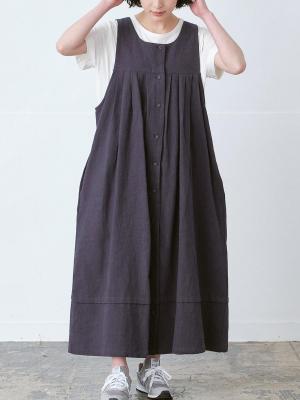 2WAYノースリーブワンピース　綿麻スラブ