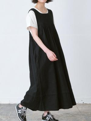 2WAYノースリーブワンピース 綿麻スラブ