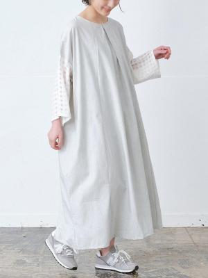 2WAYフレアワンピース　シャンブレー×チェック