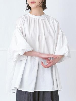 ロールカラーブラウス 綿ジョーゼット