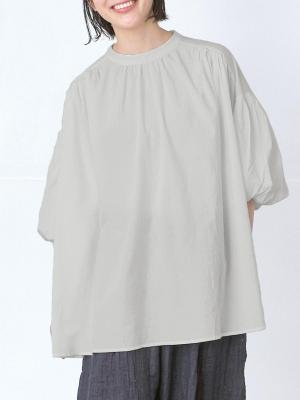 ロールカラーブラウス　綿ジョーゼット