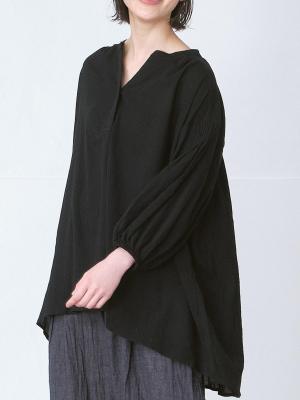 キーネックブラウス綿ジョーゼット