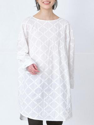 2WAY矢羽根刺繍チュニック 綿ローン