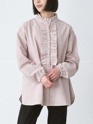 フロントフリルブラウス 綿オックス