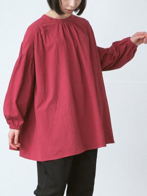 ロールカラーブラウス 綿オックス