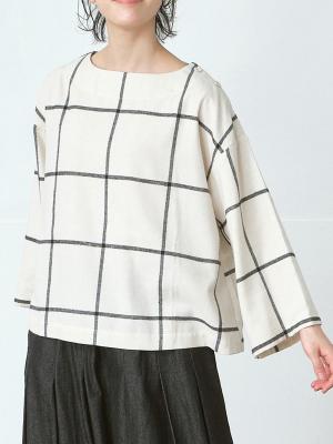 プルオーバーブラウス　ウインドウペイン起毛