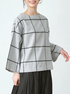 プルオーバーブラウス ウインドウペイン起毛