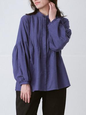 ピンタックブラウス 綿ネル起毛