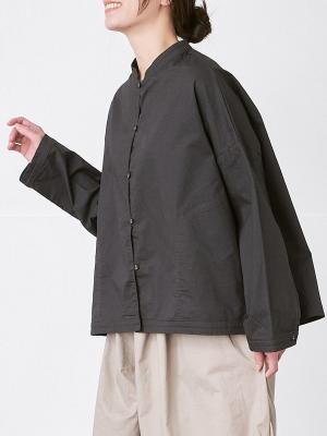 スタンドカラーブラウス　綿ハイカウントチノ