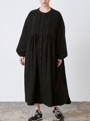 ピンタックフレアワンピース　綿オックス