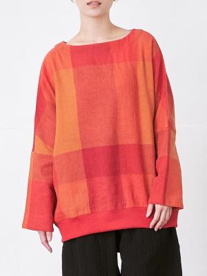 裾リブプルオーバーブラウス C/Lブロックチェック