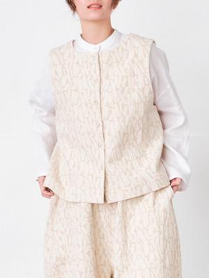 幾何学柄２WAYベスト　ジャガード織接結