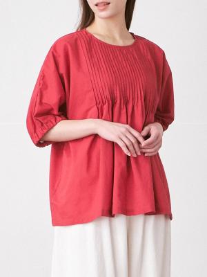 ピンタックプルオーバーブラウス　綿ローン