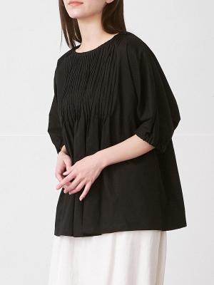 ピンタックプルオーバーブラウス 綿ローン
