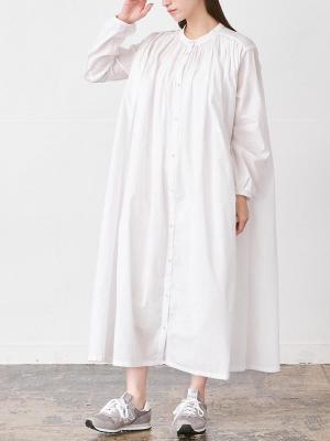ギャザーフレアワンピース 綿ローン