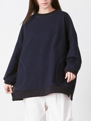 リブプルオーバーチュニック ニットデニム