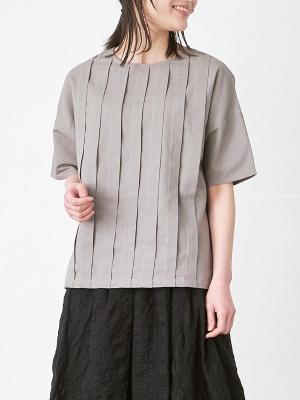 極美品＊イチアンティークス リネンフレンチスリーブブラウス 麻100 グレー 極美品＊イチアンティークス リネンフレンチスリーブブラウス 麻