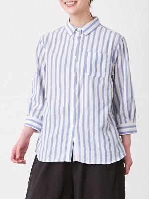 ブラウス 綿ワッシャーロンドンストライプ