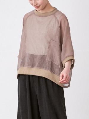 リブプルオーバーブラウス T/Cボイル