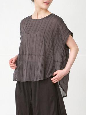 プルオーバーブラウス　綿ボイルワッシャー