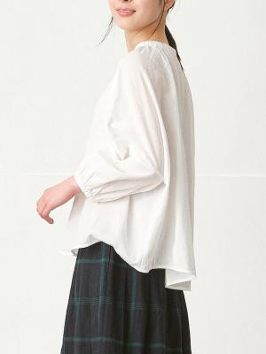 スモックブラウス　綿ボイルワッシャー