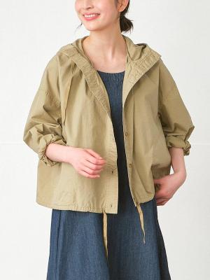 フードジャケット　綿ダンプバイオウォッシュ加工