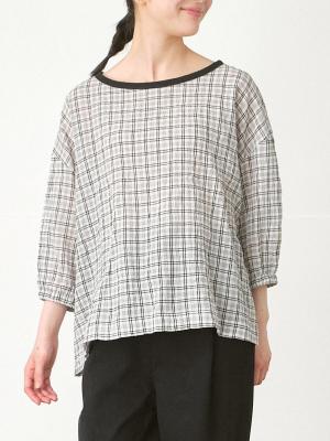 プルオーバーブラウス　コットン混シャーリング